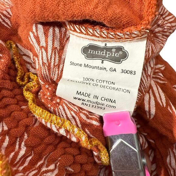 Mud Pie Fall Floral Romper Ruffle Long Sleeve Boho Rust Orange Baby Girl 9-12m - Picture 6 of 8